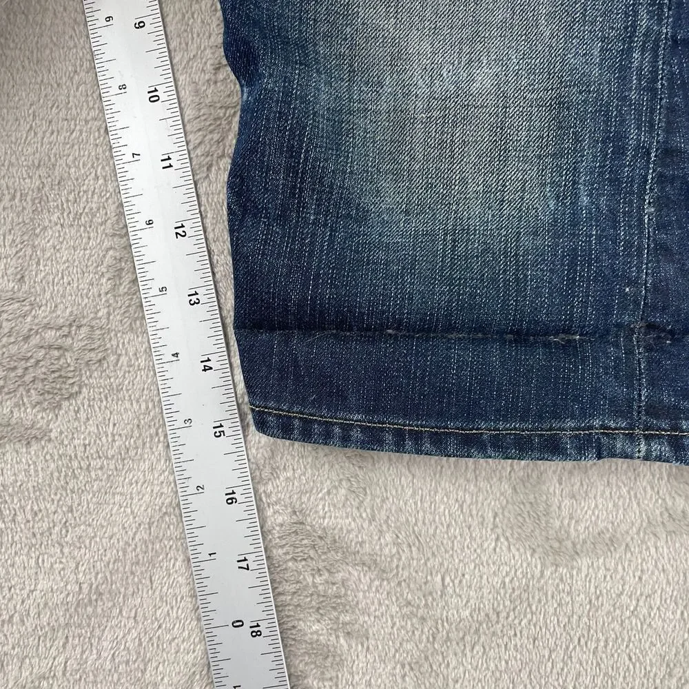 AllSaints Jean Falcon Shorts Men 30 Blue Washed Denim Designer Button Fly‎